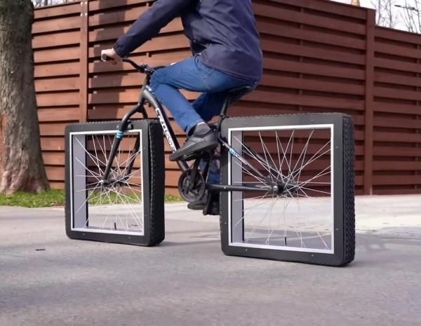 (فیلم و عکس) دوچرخه ای که با چرخ های مربعی خود فیزیک را به چالش می کشد!